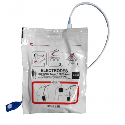 SCHILLER ELECTRODES DE DEFIBRILLATION ADULTE AVEC TAG RFID POUR FRED PA-1