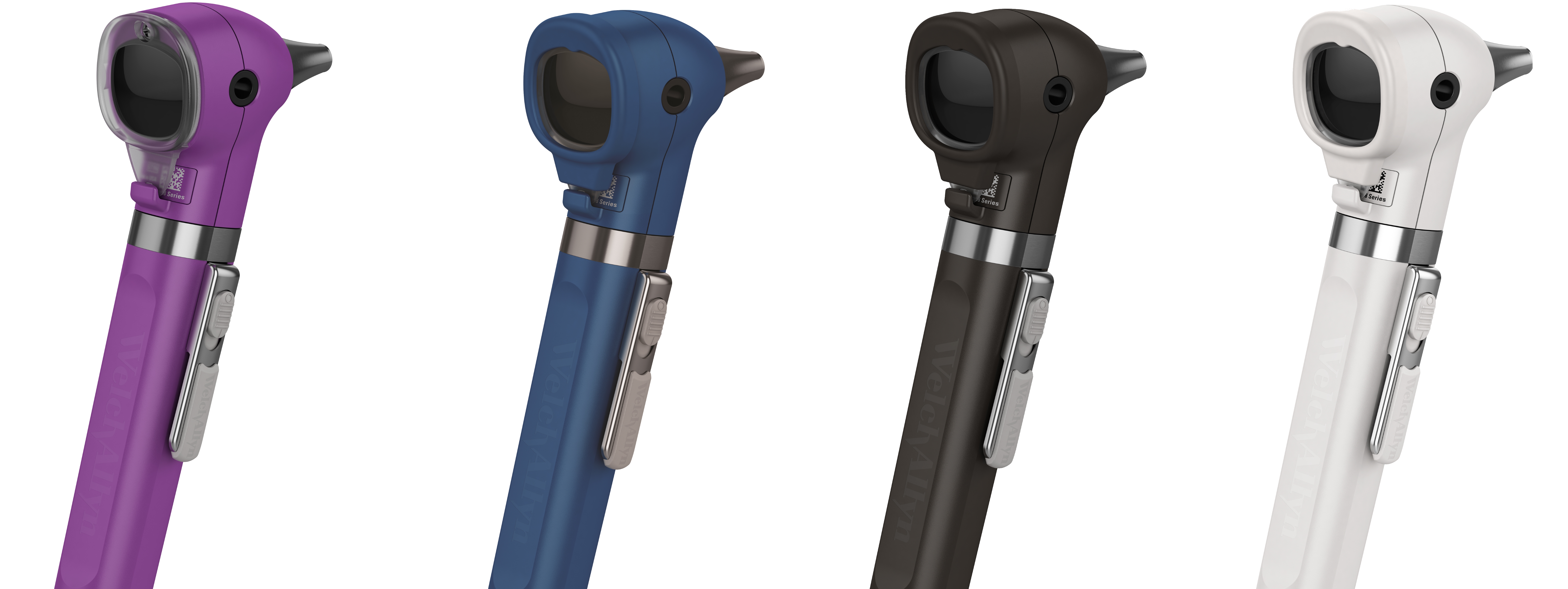 4 otoscopes Welch Allyn de couleurs différentes